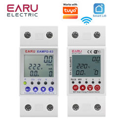 Medidor de Energía Inteligente WiFi EARU Tuya, Monitor de kWh, Protector de Sobretensión, Subtensión, Fugas a Tierra, Interruptor de Relé de Tiempo