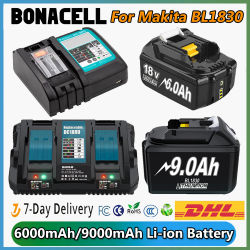 Para Makita BL1830 batería recargable 6000mAh/9000mAh BL1840 BL1850 BL1860 18V reemplazo con cargador individual 4A/doble 6A