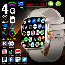 Versión global Android 13,0 S99 Smartwatch Pantalla Amoled de 2,4 pulgadas insertar tarjeta Sim GPS WIFI 190 ° Reloj inteligente con juego de cámara giratoria