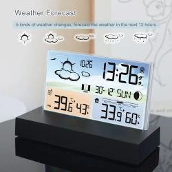 Estación Meteorológica transparente con pantalla de color de vidrio, termómetro, higrómetro, Monitor Digital de temperatura y humedad, pronóstico del tiempo, nuevo