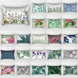 Funda de almohada decorativa con estampado de plantas y flores tropicales, 30x50cm, para dormitorio, sala de estar, hogar, cojín rectangular