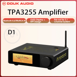 Amplificador Estéreo HiFi Bluetooth 5.2 Ampapa D1, Amplificador de Audio para el Hogar de 2.0 Canales con Medidores VU Digitales HPF 300Wx2