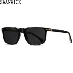 Gafas de sol cuadradas Swanwick TR90 para hombre, gafas de sol polarizadas de acetato a la moda, gafas de sol masculinas para conducir, estilo europeo, negro, verde, verano