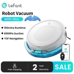 Aspiradora Robótica LEFANT M310 Ultra con Navegación TOF LiDAR, Succión de 6000 Pa, 150 Minutos de Autonomía, Filtro HEPA, Ideal para Pelo de Mascotas