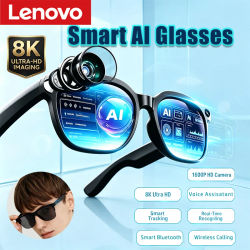 Gafas Inteligentes con IA Bluetooth Lenovo 2027, Cámara de 1600w Píxeles, Grabación de Fotos, Control Táctil, Traductor, Asistente de Voz, Gafas de Sol