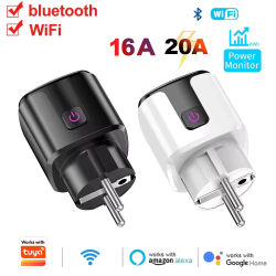 Enchufe Inteligente Wifi 20A AC100-240V, Enchufe Europeo con Monitor de Energía, Control por Voz con Alexa y Google Home, Compatible con Tuya Smart Life