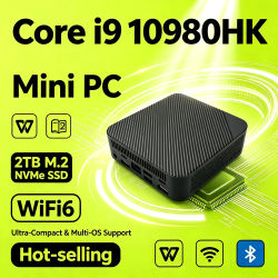 Mini PC Intel i9 10980HK Pequeño 16GB DDR4 512GB NVMe SSD Triple Monitor 4K WiFi6 BT52 Silencioso para Oficina y Hogar