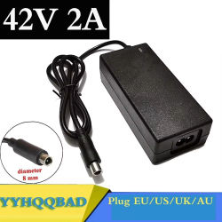 Cargador de batería de 42V 2A para batería de iones de litio de 36V 10S, paquete de 18650 conectores RCA de 8MM, adaptadores de fuente de alimentación
