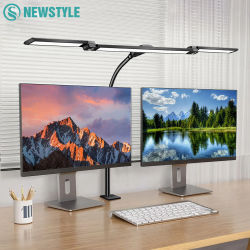 Lámpara de Escritorio con 3/2/1 Cabezales para Cuidado de la Vista, con Abrazadera para Monitor de Computadora, Cuello de Cisne Flexible, Color Ajustable, para Oficina en Casa