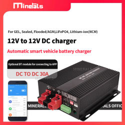 Cargador Inteligente DC a DC 12V 30A con Función de Refuerzo, Compatible con Aplicaciones, Batería de Litio, Carga Totalmente Automática, Control de Temperatura