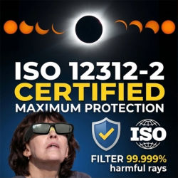 Gafas de Eclipse Solar Seguras con Marco de Plástico, Visor Solar Profesional para Observación Directa del Sol, Gafas para Eclipse Total