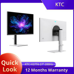 KTC H27T6 IPS plano rápido QHD 2560*1440@200Hz Overdrive a 210 Hz, 1 ms de tiempo de respuesta GTG, 450 cd/ ㎡ , Monitor para juegos 2K de 27", altavoces duales, soporte flexible con soporte VESA,