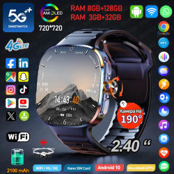 Reloj inteligente de red completa 5G/4G 720*720 AMOLED 2100mah batería 8GB + 128GB RAM 900W cámara GPS WIFI Google APPS descarga Smartwatch