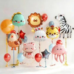 Globos de Aluminio con Forma de Animales de Dibujos Animados para Fiestas de Cumpleaños Infantiles, Lindos Globos de Gallo y Gato, Decoraciones para Baby Shower