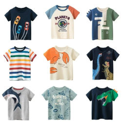 Camisetas de manga corta para niños, ropa versión coreana para niños, camisetas de algodón para bebés de 2 a 9 años, camisetas de dibujos animados de verano