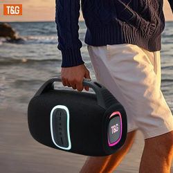 Altavoz Inalámbrico Portátil T&G – Sonido de Alta Definición de 24 W, Luces LED Coloridas | Batería de 3600 mAh | IPX4