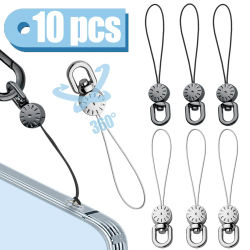 1-10 piezas 360 ° Correas giratorias para cordón de muñeca, correa de muñeca de Metal para teléfono, accesorios de cordón de seguridad antipérdida para teléfono móvil