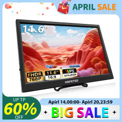 Monitor portátil HGFRTEE, monitor para portátil de 11,6 pulgadas, monitor externo con pantalla 768, adecuado para altavoces integrados para ordenador portátil y ordenador