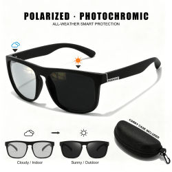 Gafas de Sol Deportivas Fotocromáticas Polarizadas Unisex, Montura Cuadrada Clásica, UV400, Antideslumbrantes, para Usar Todo el Día, para Conducir, Pescar, Ciclismo