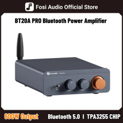 Amplificador de Sonido Bluetooth Fosi Audio TPA3255, 300W x2, Mini HiFi Estéreo Clase D, Bajos y Agudos, para Cine en Casa
