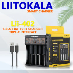 LiitoKala Lii-402 Cargador de batería inteligente universal compatible con múltiples tamaños que incluyen baterías 18650, 26650, 18500