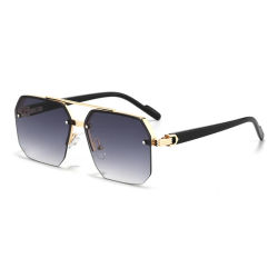 Gafas de sol de gran tamaño Retro con doble puente, gafas de sol poligonales cuadradas de Metal para hombre, gafas de sol con gradiente de moda UV400, gafas de sol de tendencia para mujer