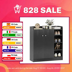 HOMCOM Zapatero Armario Madera Mueble Zapatero Gabinete 2 Puertas 4 Estantes