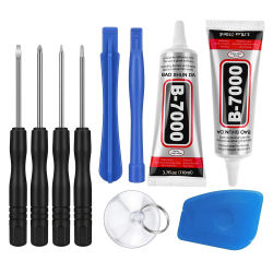 Adhesivo impermeable de alta resistencia para pantallas de teléfonos móviles B7000 con herramientas de reparación de teléfonos móviles 9 en 1. Kit de desmontaje y reparación para teléfonos. Kit