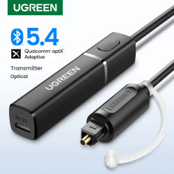 Transmisor Bluetooth UGREEN con aptX HD Adaptive 5.4 para TV, PC, adaptador óptico digital Toslink HD SPDIF, transmisor de audio inalámbrico