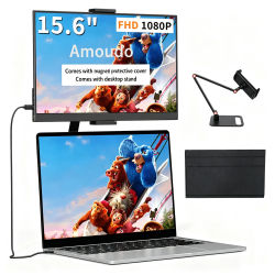 Monitor Portátil Amoudo de 15.6 Pulgadas, 1920x1080P, 60Hz, con Soporte USB Tipo-C y Mini HDMI, Segunda Pantalla para PS4, Xbox, Switch, PC, Mac