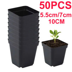 Macetas para plántulas, 50 Uds., taza cuadrada para siembra de plantas, maceta de plástico para vivero profundo, recipiente para plantas y flores, maceta para cultivo de jardín