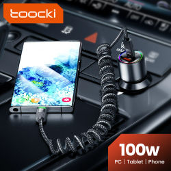 Toocki-Cable retráctil tipo C a tipo C para coche, cargador de teléfono USB de carga rápida para iPhone 15, Xiaomi, Samsung S23, Huawei, 5A100W