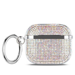 Para Airpods 4, hermosa funda de plástico duro con diamantes de imitación para auriculares para AirPods 1 2 3 Pro 2 con gancho de regalo para mujeres y niñas