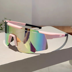 1/2 Uds. Gafas monobloque Anti UV para hombre, gafas de sol deportivas con espejo de marca para exteriores, gafas de sol decorativas de gran tamaño para mujer para ciclismo