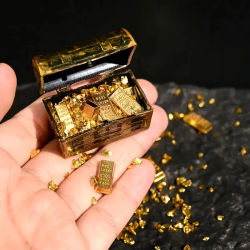 Kit de Decoración para Acuario, Mini Cofre del Tesoro Pirata con Monedas de Oro, Barras de Oro, Plantas Acuáticas Simuladas, Decoración para Pecera