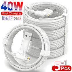 1-5 piezas PD 40W Cable de carga rápida para Apple iPhone 14 11 13 12 Pro Max Plus XS XR teléfono USB Cable de datos Cable cargador Accesorios
