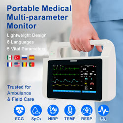 Monitor portátil de signos vitales Resoxy, monitor médico multiparamétrico para pacientes con pantalla táctil ECG RESP NIBP TEMP FC ambulancia