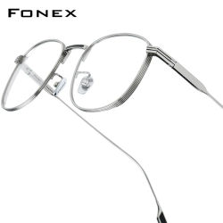 Montura de gafas FONEX de titanio puro para hombre, gafas redondas Vintage de diseño de marca para mujer, gafas ultraligeras japonesas 8517