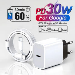 Cargador Original 30W PD tipo C para Google Pixel 9 8 7 10 Pro XL 7A 9A cargador rápido adaptador de teléfono accesorios de Cable de fecha de carga