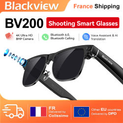 Gafas inteligentes para grabación Blackview BV200, Cámara 8MP 4K Ultra HD, Bluetooth 6.0, Llamadas Bluetooth, Asistente de voz y traducción IA, Resistente al agua diario IP54