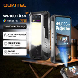 Oukitel WP100 Titan teléfono resistente 33000mAh 66W cargador 200MP cámara proyector incorporado Camping luz teléfono móvil, NFC 5G Smartphone