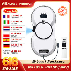 Robot Limpiacristales PuRuiKai, Robot Limpiacristales de 5600 Pa, Control Remoto, 3 Modos de Limpieza, Monitoreo Inteligente de Bordes
