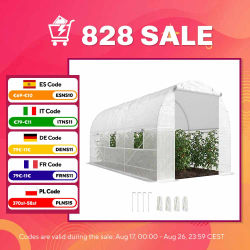 Outsunny Invernadero Túnel 445x200x200 cm con 6 Ventanas Cultivo Plantas Blanco