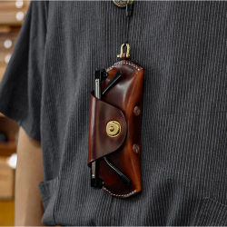 Estuche de Gafas de Sol de Cuero Suave, Portátil, con Clip para Colgar del Cuello, Bolsa de Almacenamiento para Gafas, Accesorios para Gafas