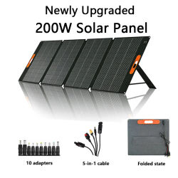 Panel Solar Plegable ETFE de 200W, Cargador Solar Portátil de 100W, Kit Completo para Viajes y Campamento, Calidad de Grado Militar