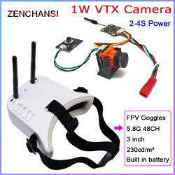 Gafas FPV con antenas duales de 5,8G y 48 canales, gafas de vídeo con Monitor, auriculares HD con transmisor ajustable de 1000mW y cámara CMOS 1500TVL