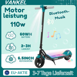 Scooter eléctrico para niños Sinaopus de 6,5 pulgadas con altavoz Bluetooth, scooter para niños con luces arcoíris, alcance de 8-10 km, scooter electrónico con pantalla LED