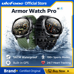 Ulefone Armor Watch Pro Smartwatch Pantalla AMOLED de 1,5", GPS incorporado, monitor de frecuencia cardíaca, reloj inteligente deportivo para hombres y mujeres