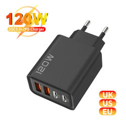 Total 120W 4 puertos USB cargador PD tipo C adaptador de teléfono móvil de carga rápida para iPhone Samsung Xiaomi Huawei QC 3,0 cargador de pared