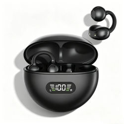 Auriculares Inalámbricos con Clip para la Oreja y Pantalla Digital, Conducción Ósea, Bluetooth 5.4, Cómodos, Resistentes al Agua, Auriculares Deportivos